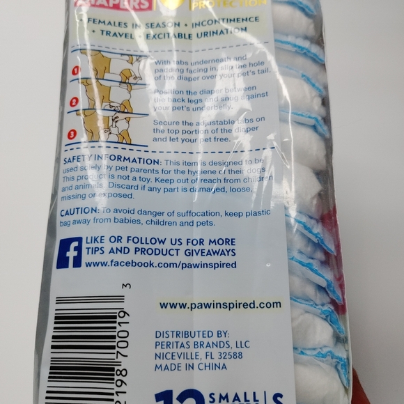 12ct Paw Inspired Disposable Dog Diapers for Female Dogs in Heat & Incontinence - Picture 3 of 8